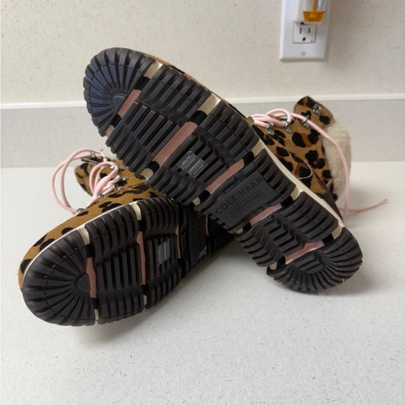 Cole Haan Leopard Print Combat Boots with Pink Laces - Picture 5 of 7
